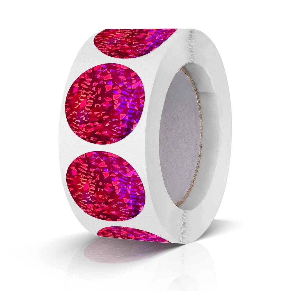 7786 Round Stickers Pink 1 Inch Circle Labels Color Coding Glitter Sparkle